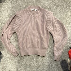 Astr Women's Ribbed Crew Neck Sweater - Mauve